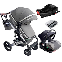 Poussette pour bébé multifonctionnelle à 3 roues de style européen avec siège auto et landau ISOFIX léger pour bébé landau réglable