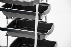 Friseursalon Werkzeuge Trolley Handwagen in schwarzer Farbe mit 4 Rädern und Schubladen - Product Image 2