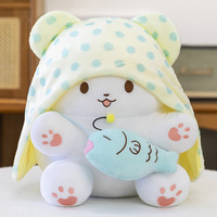 Peluche chiot mignon à pois avec cape, poupée douce, faite à la main pour Noël