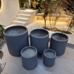 Vente en gros de pots à fleurs en ciment ronds, légers et écologiques, grands pots en béton pour plantes d'extérieur, de jardin et de maison - Product Image 2
