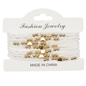 Fashion <b>Beaded</b> <b>Bracelets</b> Heart Shape Gold Plated Multi Layer Elastic Unisex Jewelry Bohemia Style Made In China - Product Image 6
