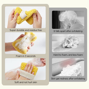 ليفة استحمام بسيطة لتقشير الجسم مع كيس بلاستيكي للنساء والرجال، إكسسوارات الاستحمام - Product Image 5