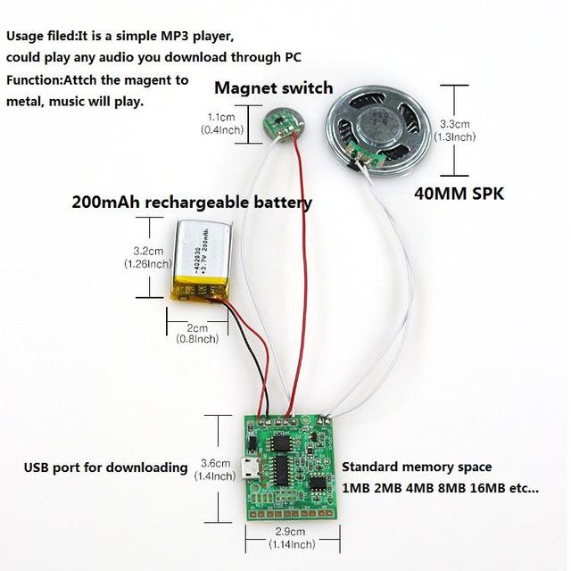 Factory Direct Custom Musical Voice IC Chip Programmable Light Sensor Sound Module DC Input Speaker for Greeting Cards Wholesale