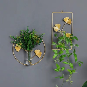 Nuevo Producto Yuyang, Florero de Vidrio Transparente para Colgar en la Pared, Florero Hidropónico de Metal, Decoración de Pared para el Hogar, Adorno, Regalos - Product Image 2