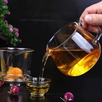 Théière en verre borosilicate artisanal de 300 ml, petite théière à fleurs, résistante à la chaleur, pour une personne, sans plomb, sans BPA, lave-vaisselle, micro-ondes