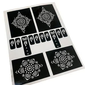 Stiker tato Glitter seni tubuh plastik hitam ramah lingkungan stiker Henna