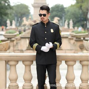 Uniforme <span class=keywords><strong>de</strong></span> sécurité pour homme à manches longues noir, style formel <span class=keywords><strong>de</strong></span> concierge, tenue <span class=keywords><strong>de</strong></span> travail, col montant - Product Image 5