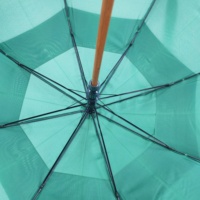 Parapluie droit en bois massif vert à 8 baleines avec manche courbé, parapluie promotionnel vert uni avec logo personnalisé, résistant au vent fort