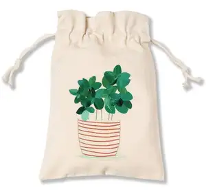 cheap cotton Small cotton drawstring bags printing jewelry pouches