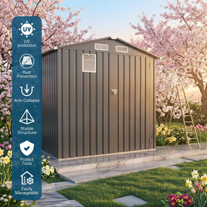Premium 6x4 FT <strong>Metal</strong> <strong>Shed</strong> Outdoor Storage Cabinet Waterproof Garden Tool House for Backyard Yard Storage - Product Image 1