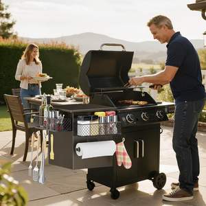 Accesorios para Parrilla <span class=keywords><strong>de</strong></span> <span class=keywords><strong>Cocina</strong></span> al Aire Libre, Paquete <span class=keywords><strong>de</strong></span> 2 Contenedores Magnéticos <span class=keywords><strong>de</strong></span> Almacenamiento, Cesta <span class=keywords><strong>de</strong></span> Acero Inoxidable para Parrilla con Soporte para Toallas <span class=keywords><strong>de</strong></span> Papel para Barbacoa - Product Image 5