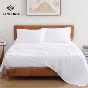 Drap de lit de luxe en percale blanche 100% coton 300TC de haute qualité - Product Image 6