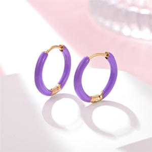 Edelstahl-Creolen Niedliche Hypoallergene Chunky Bunte Emaille-Creolen & Knorpel-Ohrringe für Mädchen - Product Image 5