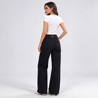 Jean droit noir taille mi-haute pour femme, coupe cintrée, idéal pour les nouvelles lignes classiques de l'hiver pour le trajet domicile-travail