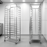 Carrito de panadería de aluminio/acero inoxidable 304 personalizado-Bandeja de cocina de hotel móvil con estantes ajustables