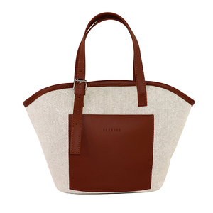 Sac fourre-tout décontracté en toile pour femme, avec poignées en toile robuste et coque en cuir PU, design tendance 2022 - Product Image 1