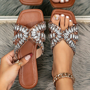 New fashion women's shoes - small chic style slippers for summer outerwear, rhinestone-embroidered vintage women's <b>flip</b>-<b>flops</b> - Product Image 1
