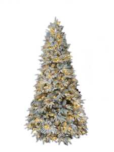 Sapin de Noël artificiel pré-éclairé effet neige, avec baies rouges et lumières chaudes pour la décoration de la maison en fêtes - Product Image 1