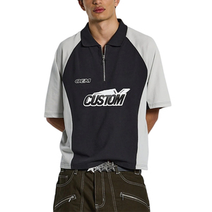 Maglia da Calcio Spagnola di Alta Qualità con Mezza Zip, Jersey Retrò con Colletto a Costine, T-Shirt <span class=keywords><strong>Polo</strong></span> in Maglia Color Block per Uomo - Product Image 3