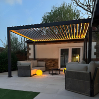 Pergolas de Luxe en Aluminium Motorisées avec Toit à Lames Orientables Intelligentes, Imperméables, pour Extérieur (3x3, 4x4, 5x5, 5x6)