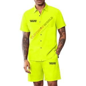 Ensemble de shorts décontractés jaunes pour hommes, motif uni, 100% coton, séchage rapide, pour sports de plein air et plage, fabriqué au Pakistan - Product Image 4