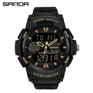 SANDA 6002 นาฬิกาข้อมือมัลติฟังก์ชั่นแบบดูอัลใหม่ นาฬิกาสำหรับผู้ชายผู้หญิงพร้อมฟังก์ชั่นปลุก วันในสัปดาห์ วันที่ และเรืองแสง - Product Image 3