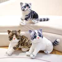 Nouvelle peluche transfrontalière, chat de simulation réaliste, peluche courte, poupée chat en coton PP, 11-30 cm, vente en gros