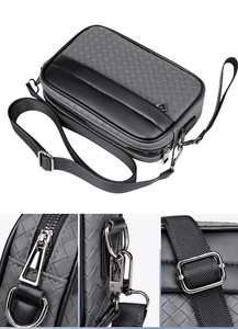 Bolso Bandolera de Hombre Estilo Japonés, Textura Tejida, Cuero PU, Cierre de Cremallera, Ligero, Impermeable y Duradero para Negocios - Product Image 2
