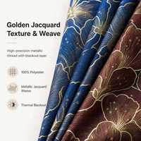 Rideaux occultants modernes de luxe en polyester jacquard tissé à motifs floraux et géométriques, 3 pièces, pour salon