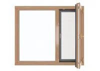 LongTai Diseño moderno Modelos franceses Dimensiones Arco de madera maciza Madera de teca Aluminio-Ventanas abatibles revestidas de madera