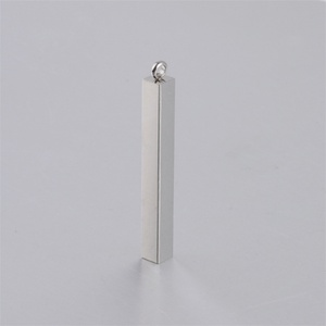 Wholesale Stock 5*40mm Stainless Steel Custom Engraved Cuboid bar Pendant for <b>Necklace</b> - Product Image 3