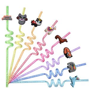 Animal de dibujos animados creativo PVC personalizado lindo fiesta 3D pajitas de vidrio taza accesorios de decoración Topper - Product Image 5