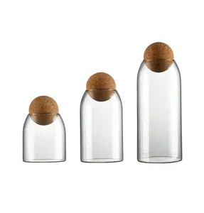 现代设计玻璃瓶，带软木罐，用于蜂蜜香料食品坚果干果果酱身体黄油包装，用于厨房野营
