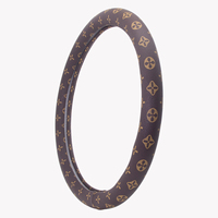 Housse de volant en cuir marron monogrammé de luxe, accessoires de voiture classiques, antidérapante, durable, résistante à l'usure, toucher confortable