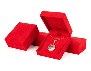 Zebopak Red Velvet Jewellery Box Set with Necklace <b>Ring</b> Pendant Bracelet <b>Storage</b> Case Gift Box for Party Factory - Product Image 2