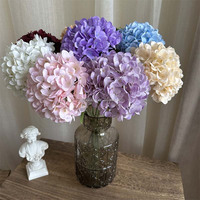 Pemasok asli terlihat bunga buatan grosir sutra Hydrangea buket putih bunga Hydrangeas buatan dengan batang