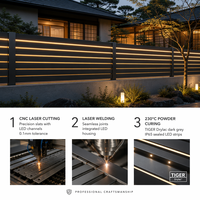 Clôture de jardin en aluminium sur mesure avec éclairage d'ambiance intégré, anti-rouille, pour les jardins et patios modernes
