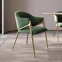 Nouveau design Fauteuil d'appoint Chaise de salle à manger Sherpa en laine d'agneau velours avec pieds dorés