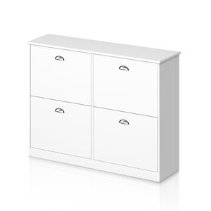 Wooden <strong>Slim</strong> Hidden Entry <strong>Shoe</strong> Cabinet, 4 Drawer Narrow Floor <strong>Cupboard</strong> for Home Foyer Hallway &amp; Bedroom Storage - Product Image 1