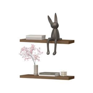 Iva <b>Floating</b> Shelf In Melamine Mahogany <b>Wall</b> Display <b>Shelves</b> - Product Image 3