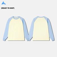 Sweat-shirt à manches raglan longues en coton 100% 250 g/m², col rond, poignets croisés, impression numérique en relief, sérigraphie