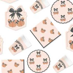 Kit de vaisselle jetable DAMAI pour fête de Thanksgiving, assiettes et serviettes en papier, décorations à carreaux pour 8 invités - Product Image 2