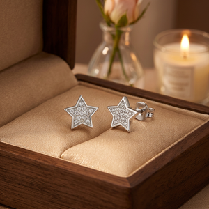Boucles d'oreilles clous étoile en argent 925 Starspire pour femme, petites, tendance, brillantes, en moissanite, pour fiançailles, mariage ou anniversaire - Product Image 3