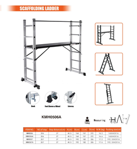 Escalera <span class=keywords><strong>de</strong></span> Andamio <span class=keywords><strong>de</strong></span> Aluminio Kollmax, Plataforma <span class=keywords><strong>de</strong></span> Trabajo Plegable Portátil con Ruedas, Resistente, Fácil <span class=keywords><strong>de</strong></span> Instalar, Escalera Multiusos - Product Image 6