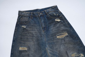 <span class=keywords><strong>Pantaloni</strong></span> minimalisti di temperamento artistico larghi e comodi vestiti <span class=keywords><strong>bianchi</strong></span> strappati Patch Blue Jeans curvo <span class=keywords><strong>pantaloni</strong></span> a coltello - Product Image 5