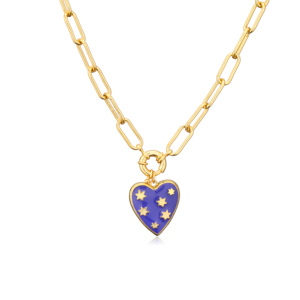 Vente en gros de bijoux vintage Collier à pendentif cœur en acier inoxydable plaqué or 18 carats étanche en laiton émaillé - Product Image 5