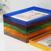 Cadres photo en acrylique transparent imprimés UV, bords colorés, style moderne, vente directe usine, pour commandes personnalisées en gros