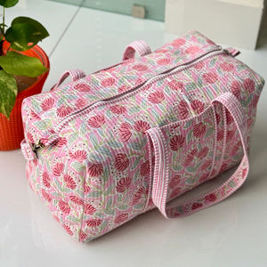 กระเป๋าเดินทางแบบดัฟเฟิลกระเป๋าเดินทางสะพายไหล่ทำจากผ้าฝ้ายมีด้ามจับ2ข้างลายดอกไม้กระเป๋าช้อปปิ้งแบบเปิดปิด - Product Image 1