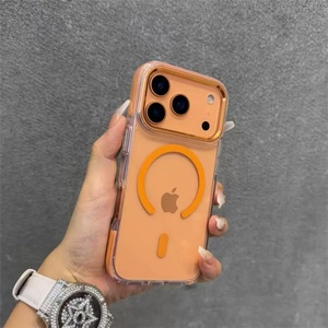 Funda Magnética Transparente para iPhone 17 Pro Max con Borde de TPU Antideslizante de Color y Lente Metálica - Product Image 1