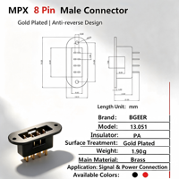 Connecteur MPX 8 broches plaqué or, mâle et femelle, multiplex, pour câble de signal, pièces de connexion pour modèles RC, avions, drones, bateaux